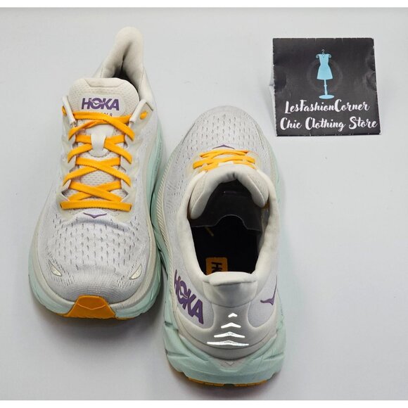 Hoka One One Women's White Yellow Mesh Clifton 8 Running Shoes Size 10B 2658 - Picture 13 of 16